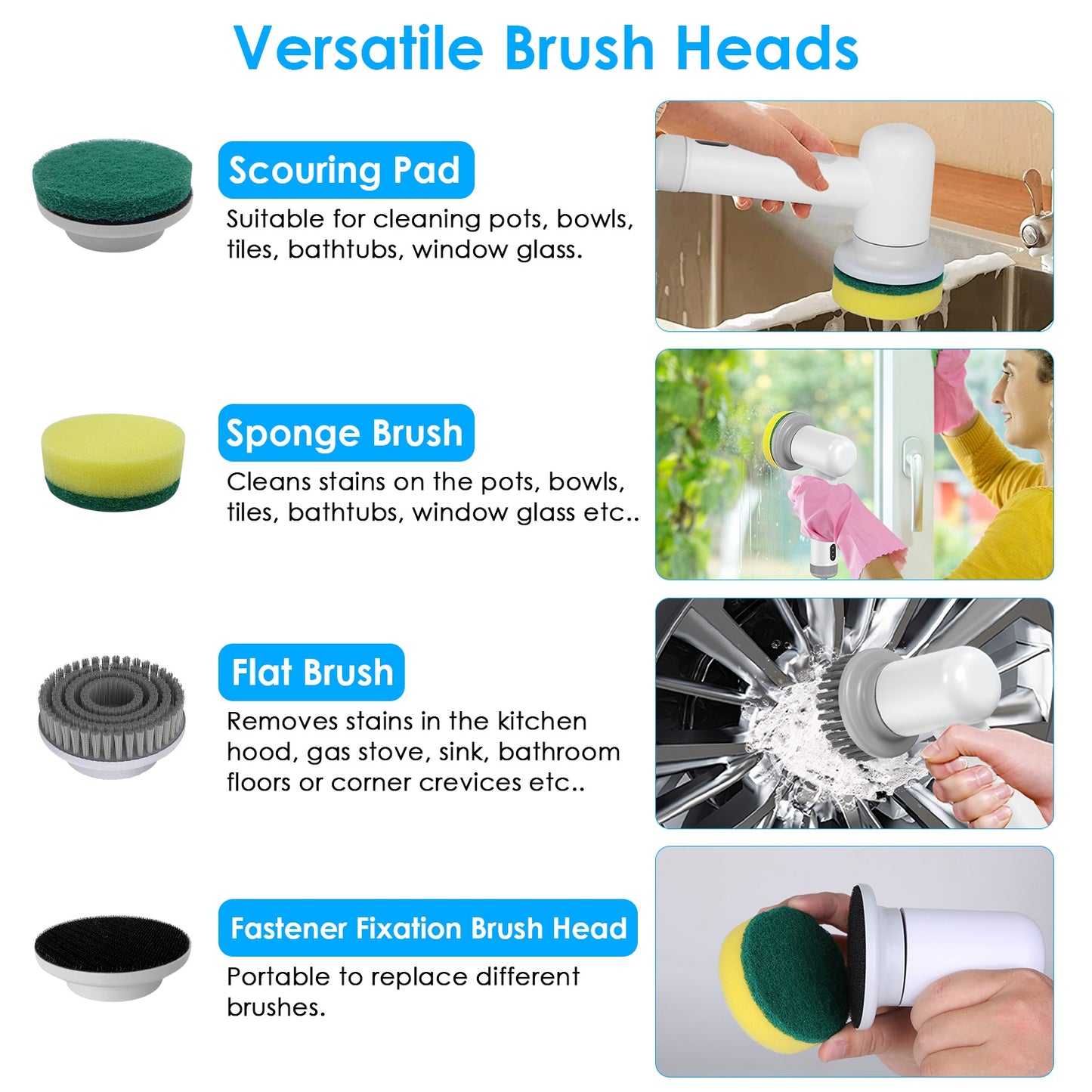 Electric Spin Scrubber — Cordless Rechargeable Cleaning Brush